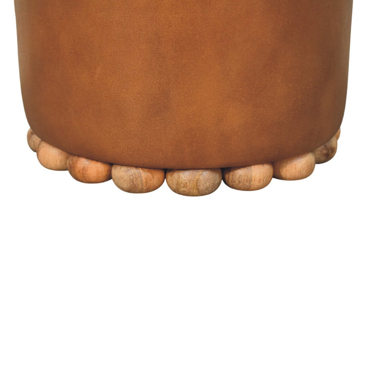 Solid Wood Bola Leather Stool