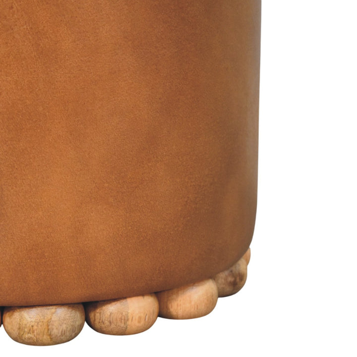 Solid Wood Bola Leather Stool