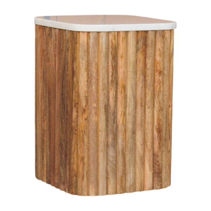 Artisan Furniture Solid Wood Oakish Marble Side Table