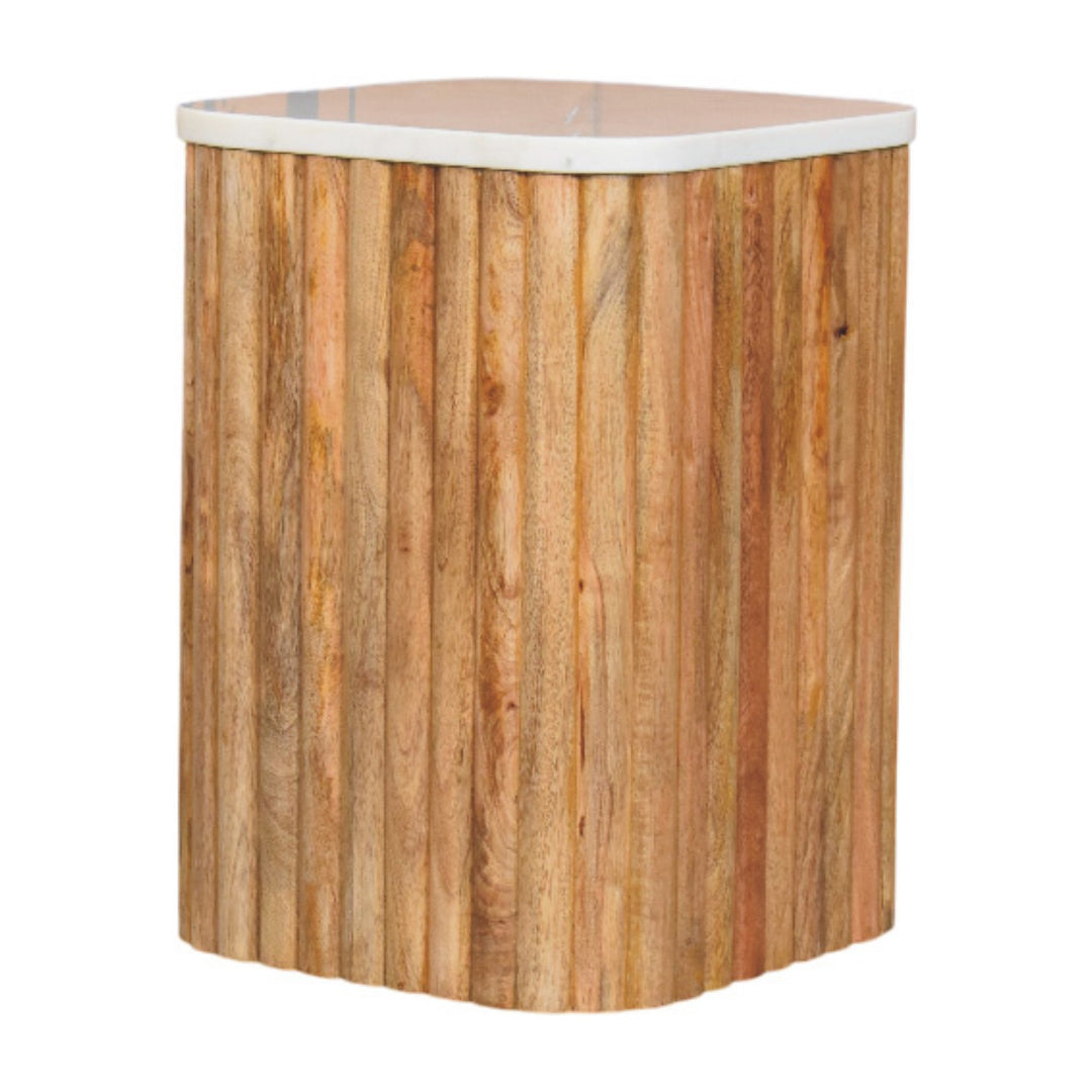 Artisan Furniture Solid Wood Oakish Marble Side Table