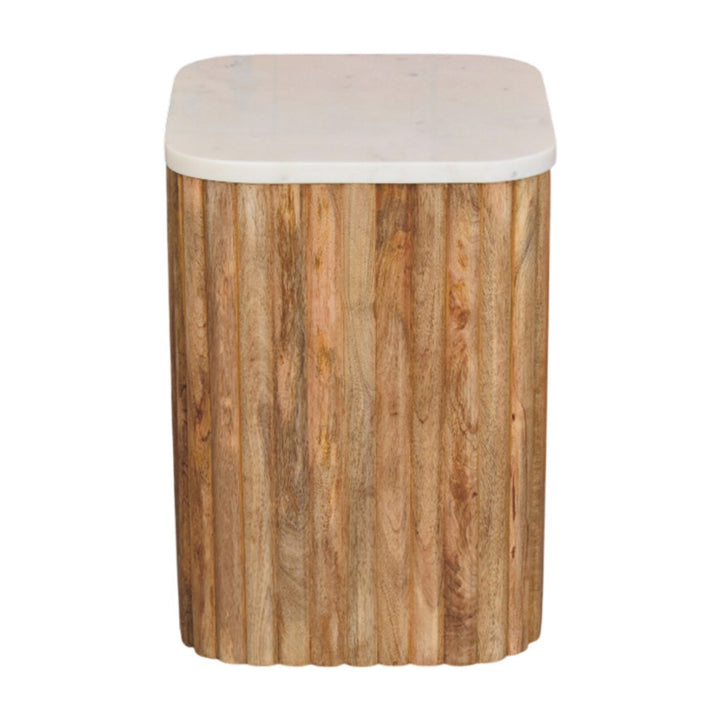 Artisan Furniture Solid Wood Oakish Marble Side Table