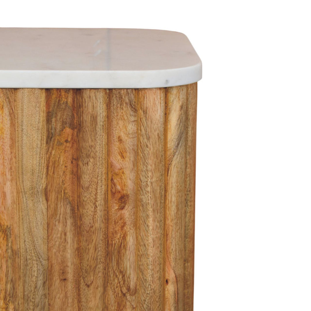 Artisan Furniture Solid Wood Oakish Marble Side Table