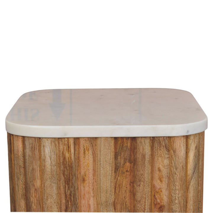 Artisan Furniture Solid Wood Oakish Marble Side Table
