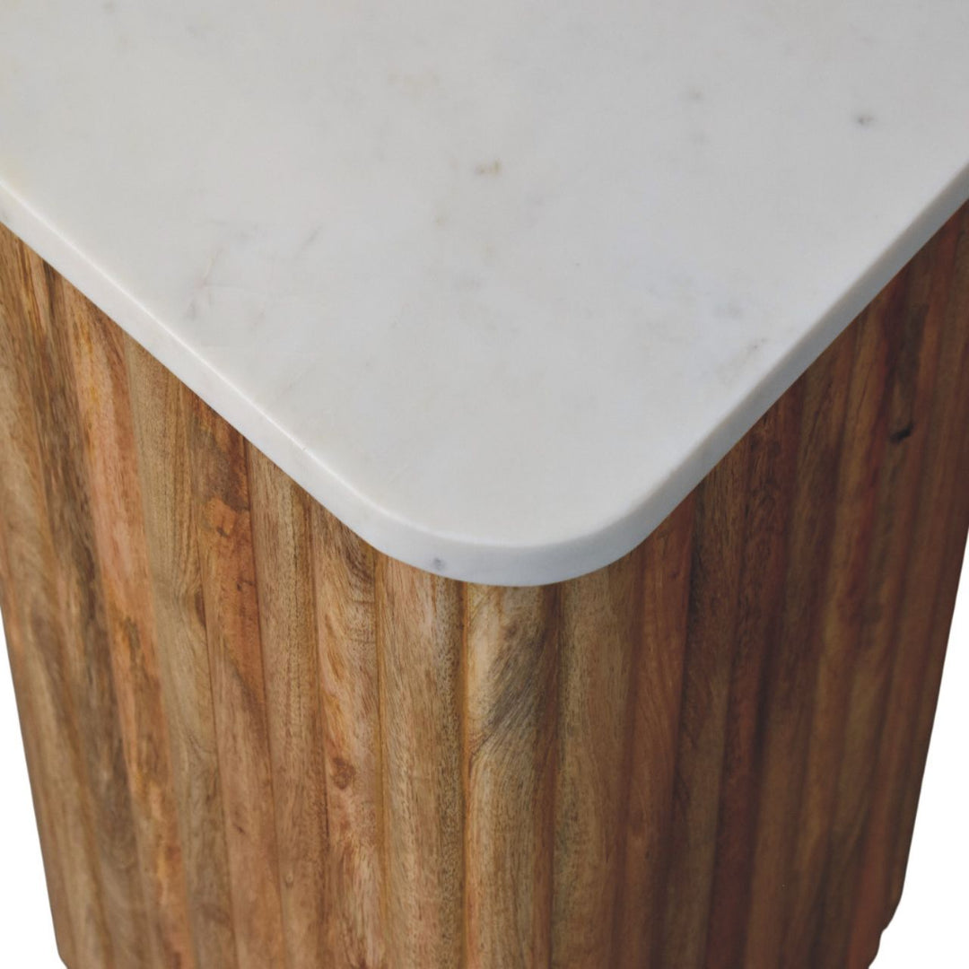Artisan Furniture Solid Wood Oakish Marble Side Table