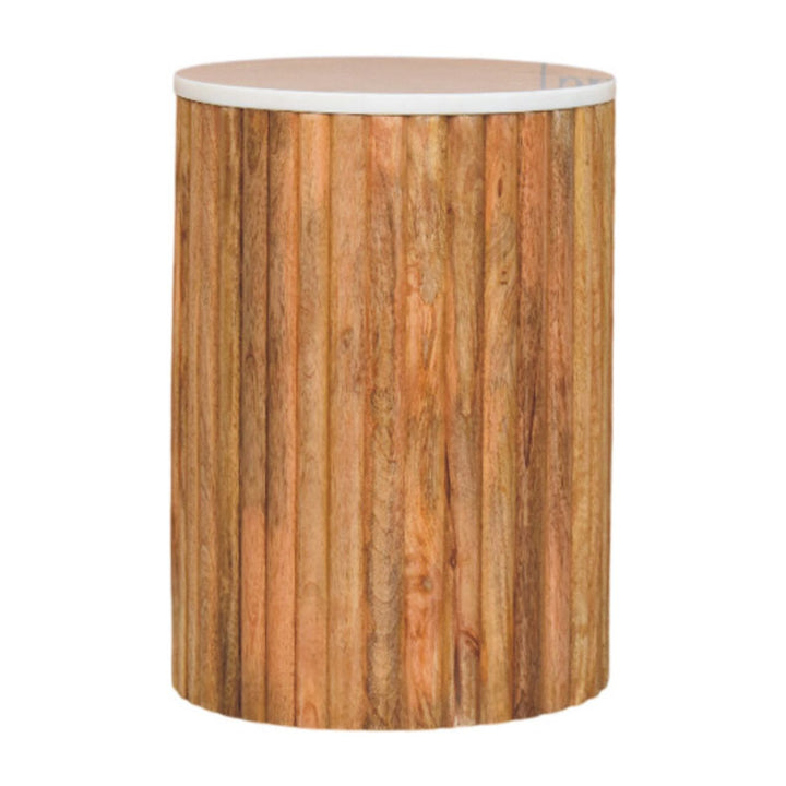 Artisan Furniture Solid Wood Fluted Marble Side Table