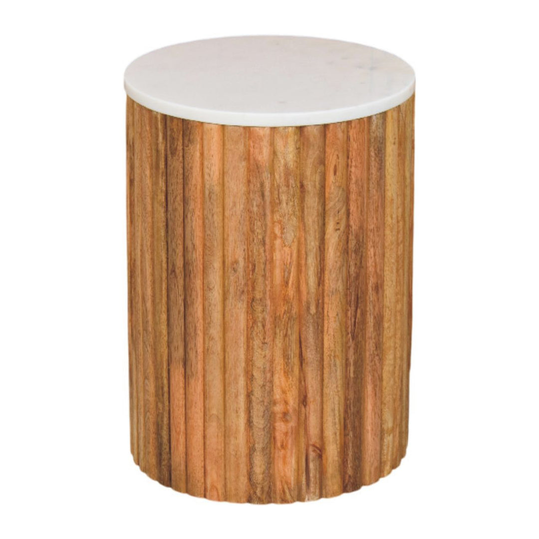 Artisan Furniture Solid Wood Fluted Marble Side Table