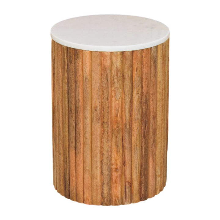 Artisan Furniture Solid Wood Fluted Marble Side Table