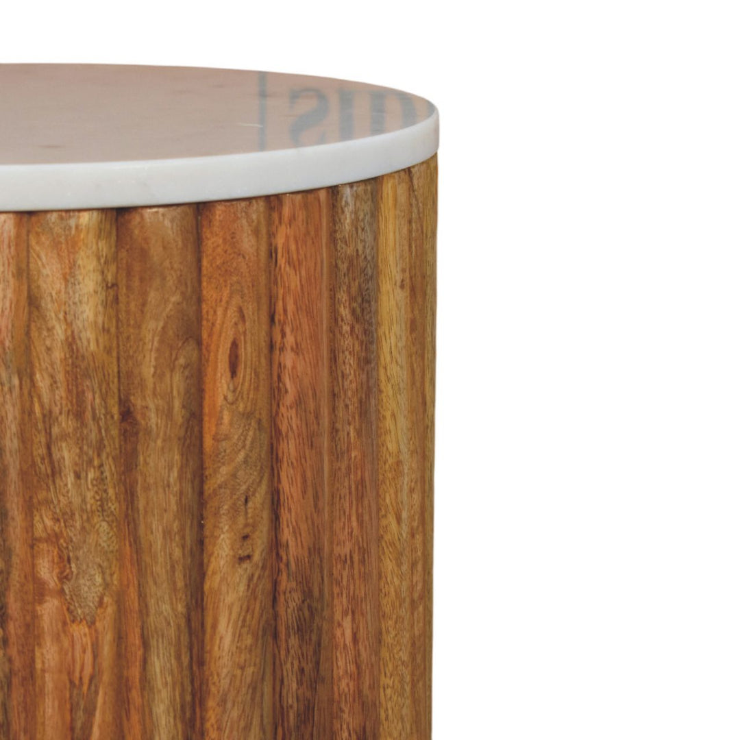 Artisan Furniture Solid Wood Fluted Marble Side Table