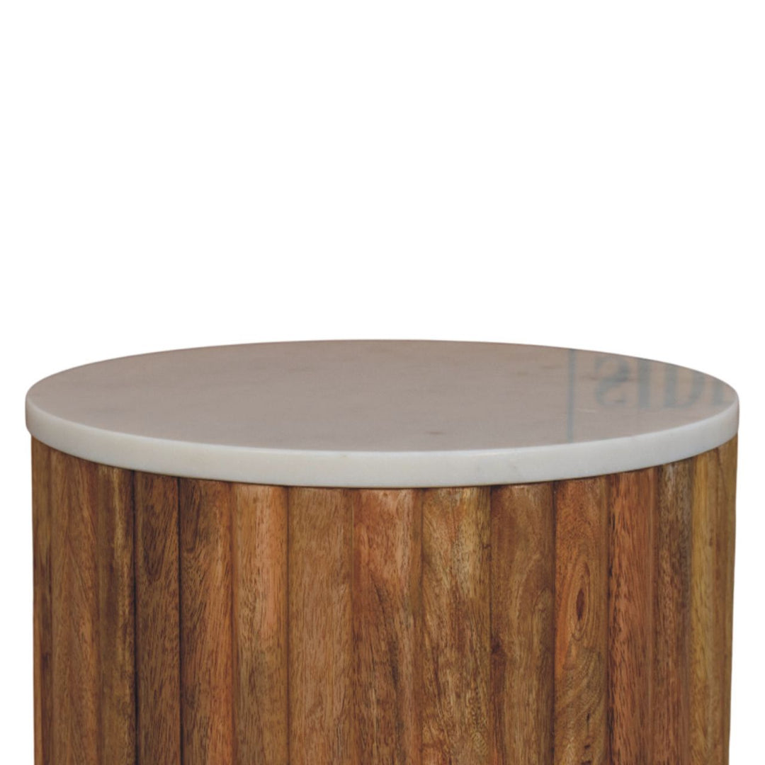 Artisan Furniture Solid Wood Fluted Marble Side Table