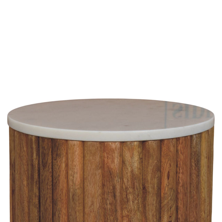 Artisan Furniture Solid Wood Fluted Marble Side Table