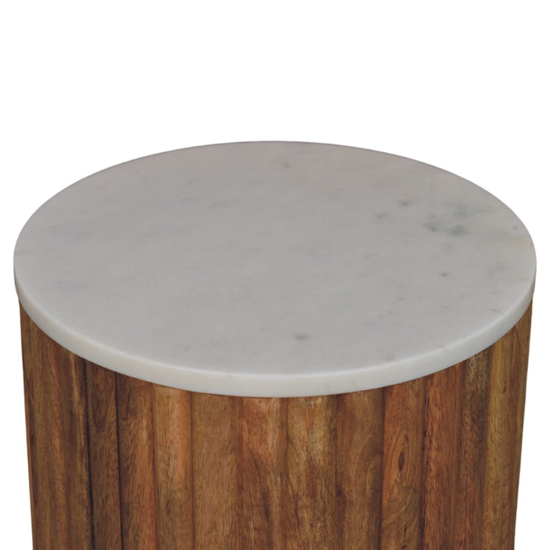Artisan Furniture Solid Wood Fluted Marble Side Table