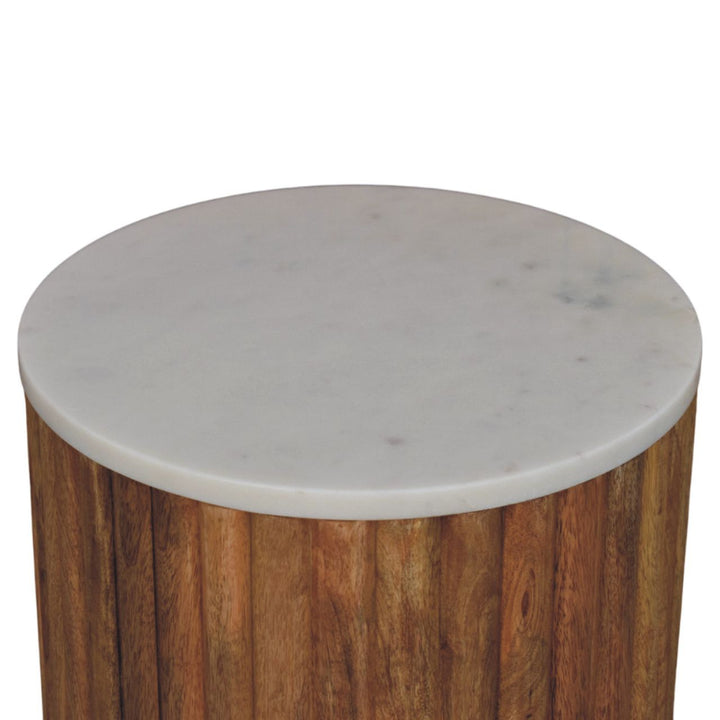Artisan Furniture Solid Wood Fluted Marble Side Table