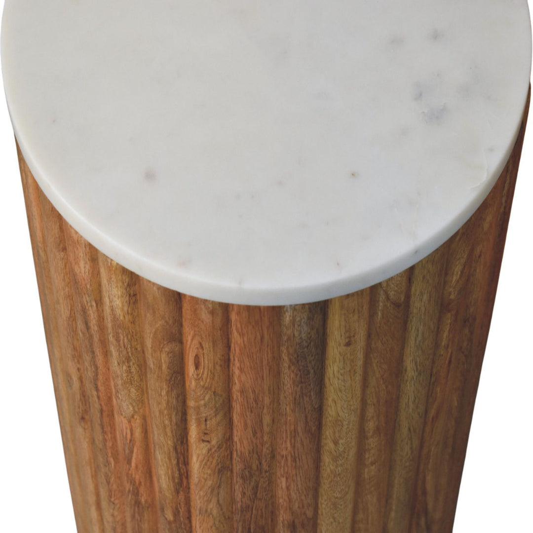 Artisan Furniture Solid Wood Fluted Marble Side Table