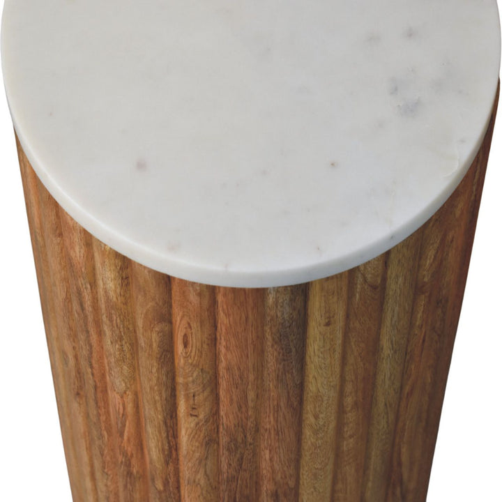 Artisan Furniture Solid Wood Fluted Marble Side Table