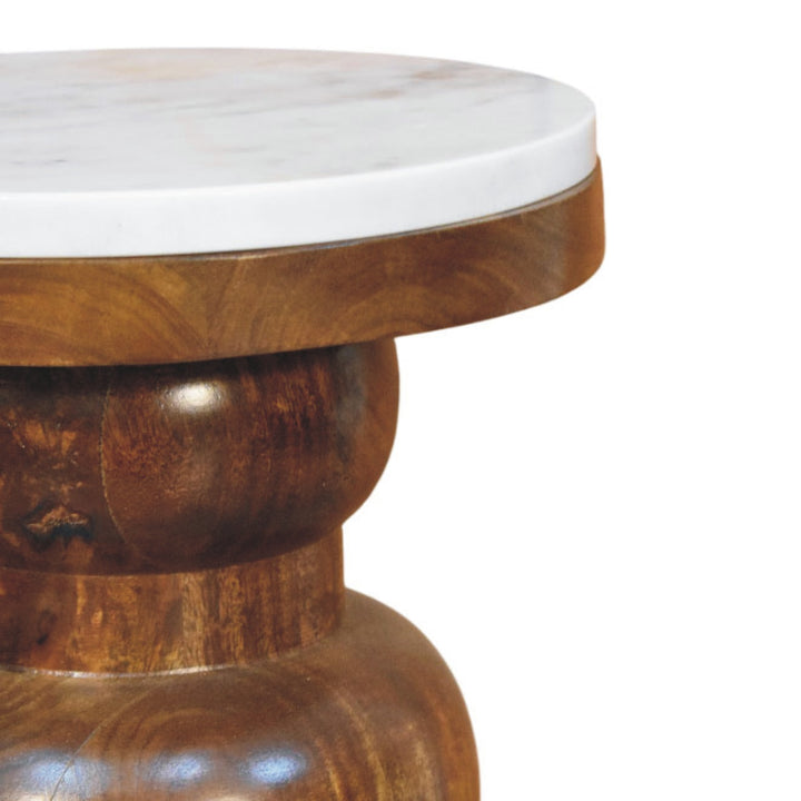 Artisan Furniture Solid Wood Marble Top Bulla Side Table