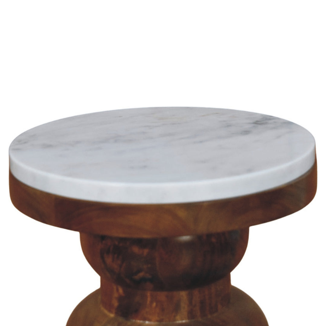 Artisan Furniture Solid Wood Marble Top Bulla Side Table