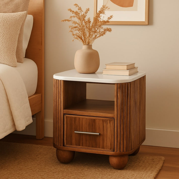 Artisan Furniture Solid Wood Beaumont Marble Bedside