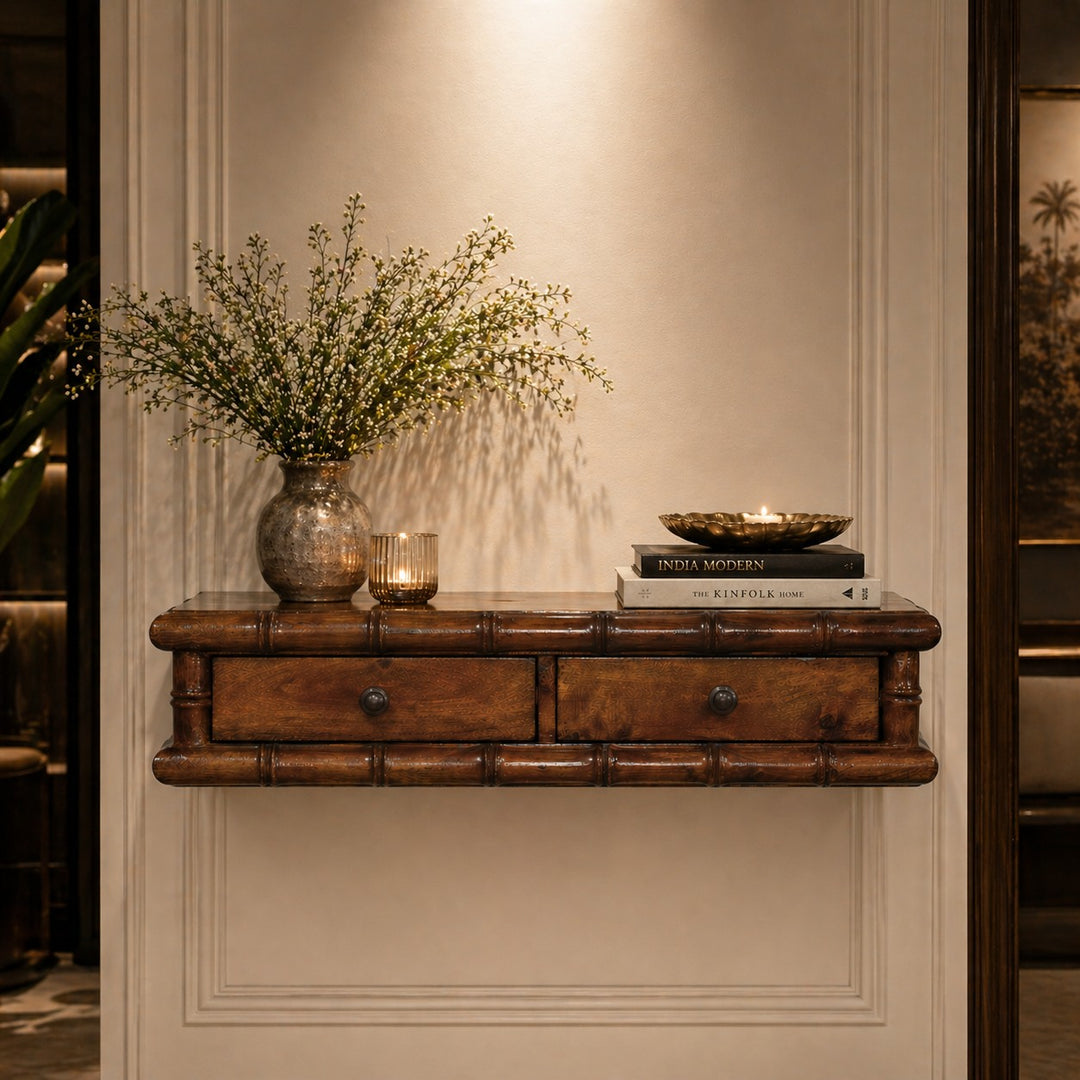 Bamboo Two Drawer Console Table
