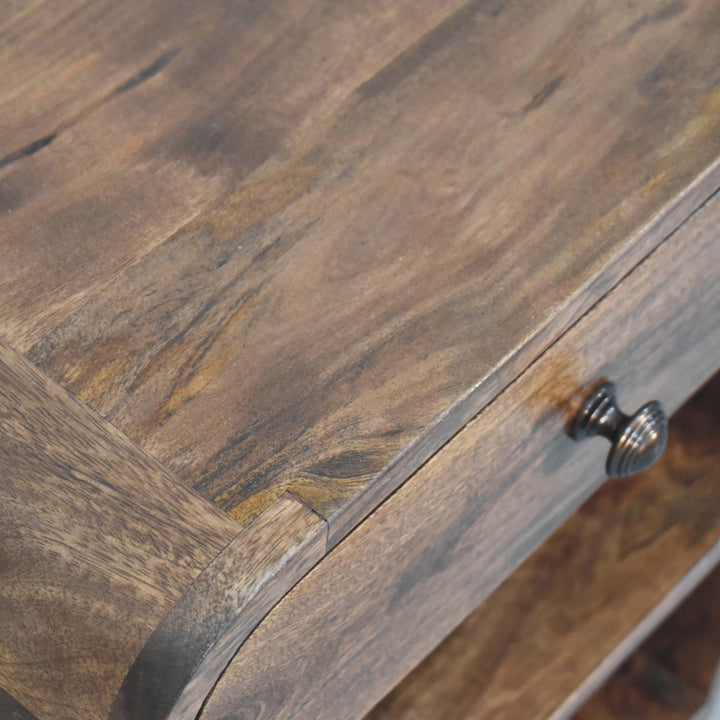 Solid Wood Open Shelf Bedside with Drawer