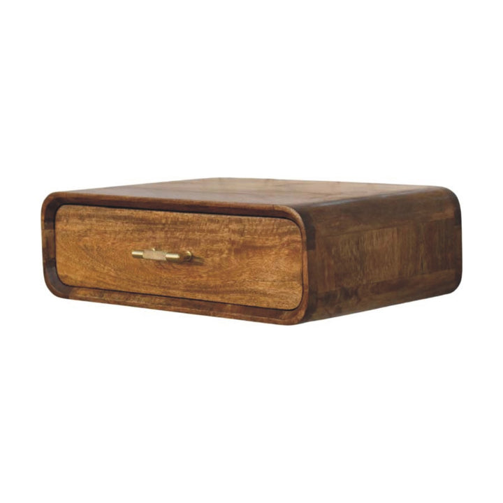 Solid Wood Curved Floating Bedside