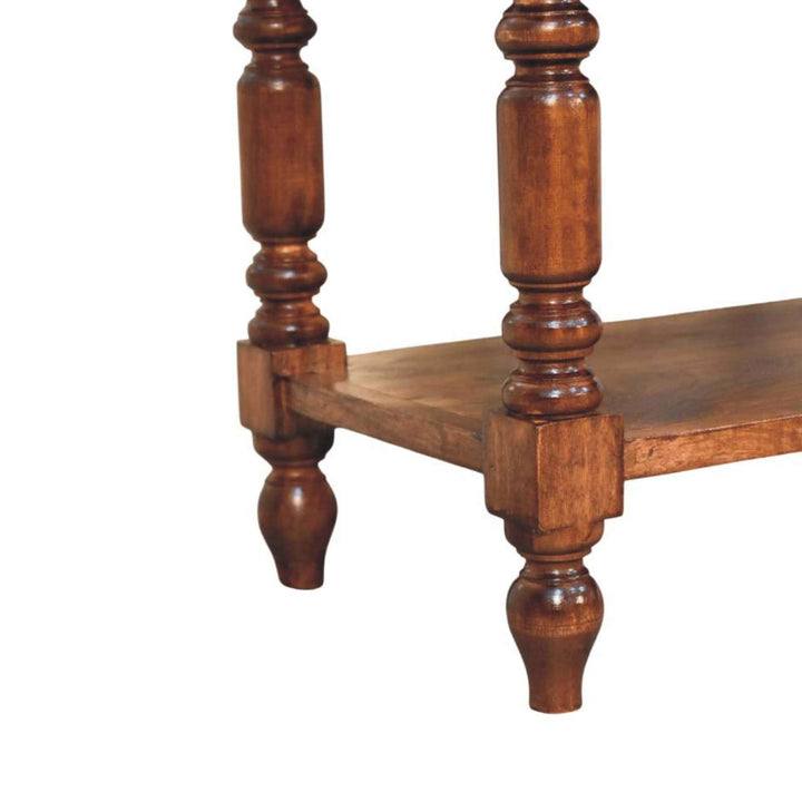 Solid Wood Turned Leg Side Table with Shelves