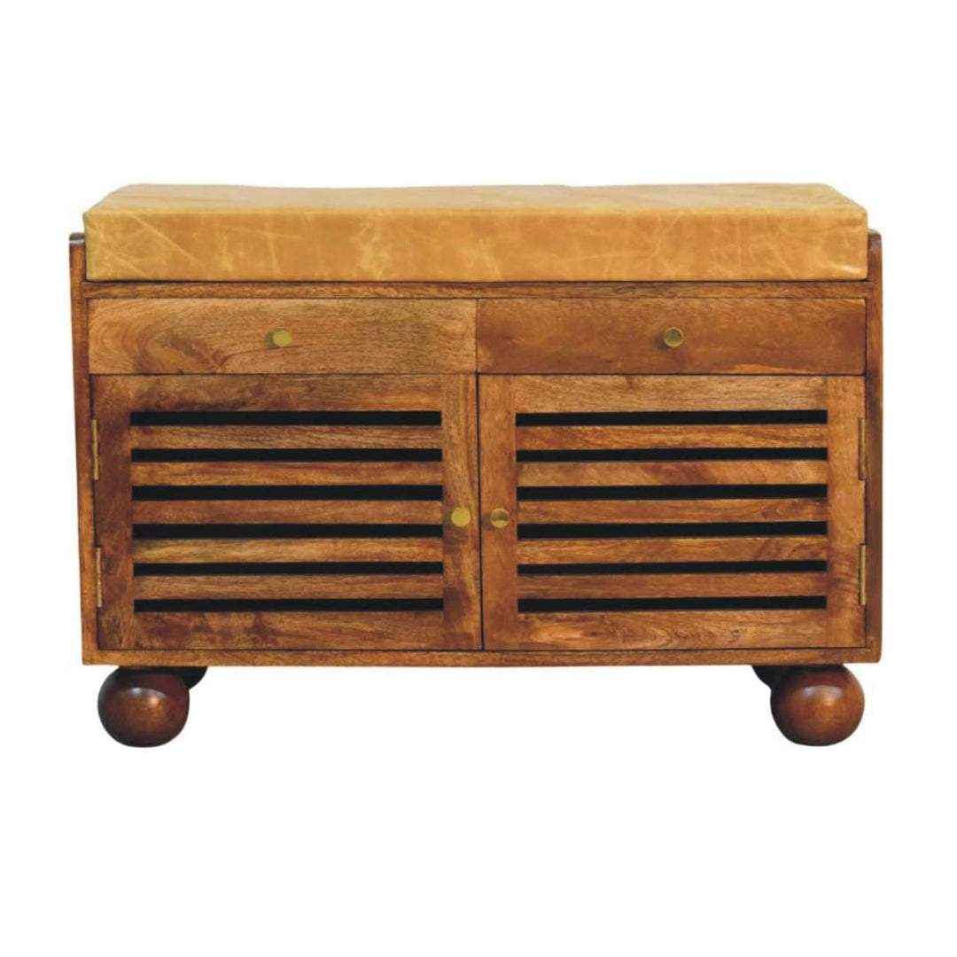 Solid Wood Bola Shoe Storage Bench