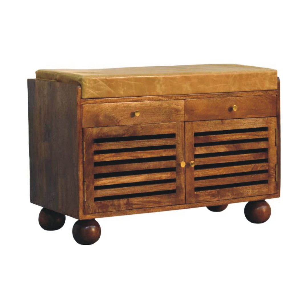Solid Wood Bola Shoe Storage Bench