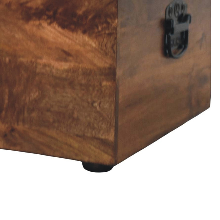 Solid Wood Roasted Almond Storage Trunk Bench
