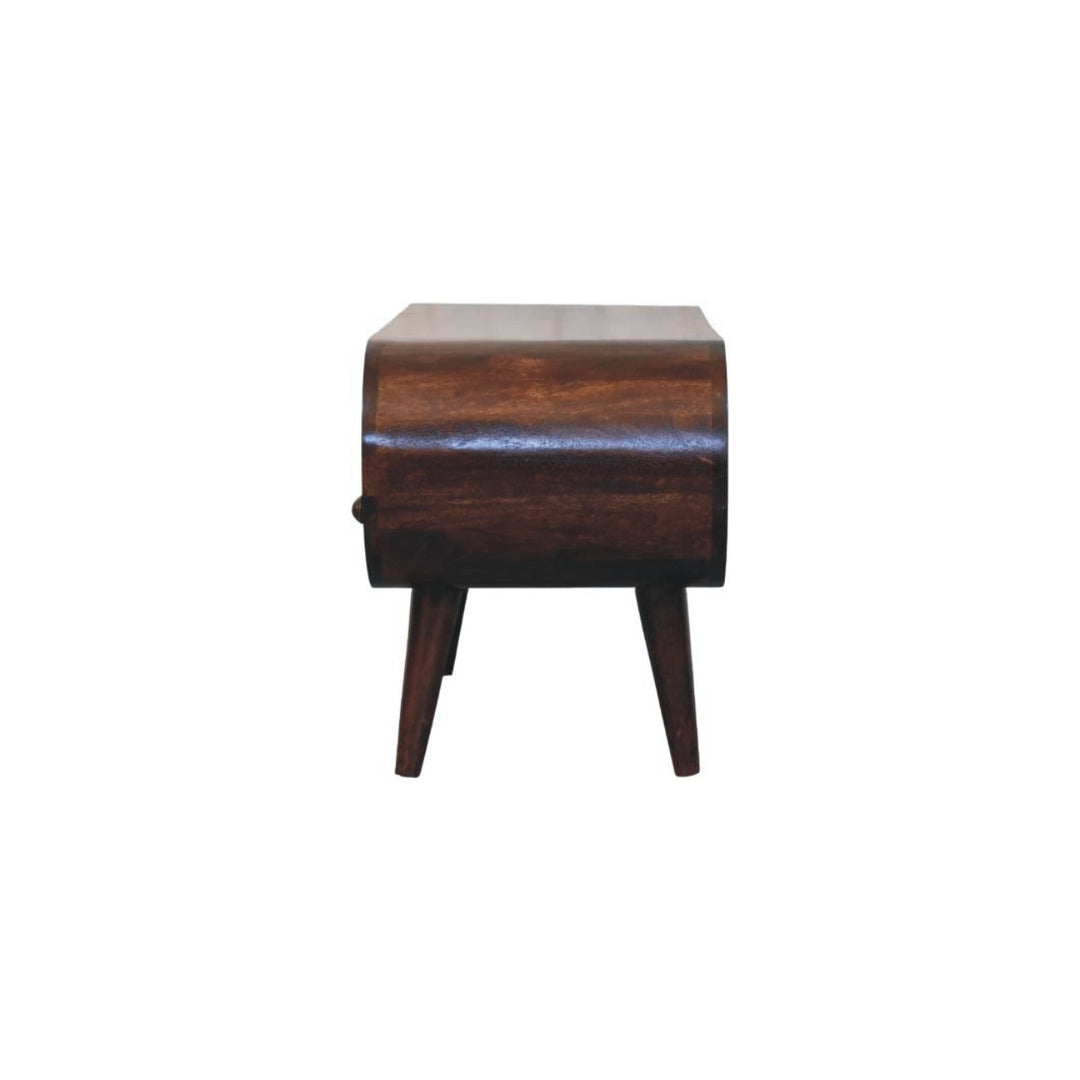 Solid Wood Walnut Curved Two Drawer Media Unit