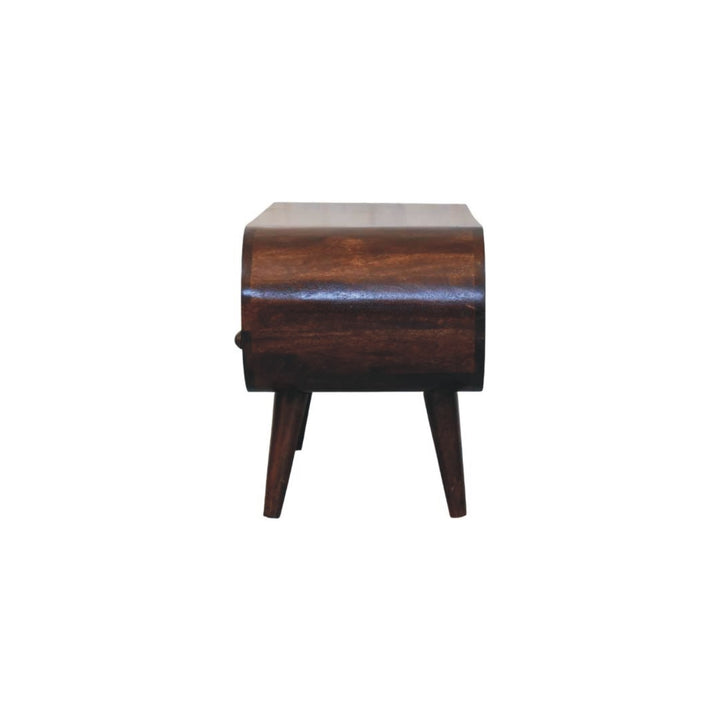 Solid Wood Walnut Curved Two Drawer Media Unit