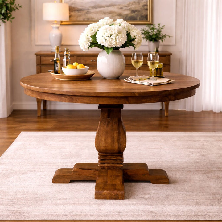 Solid Wood Round Pedestal Dining Table