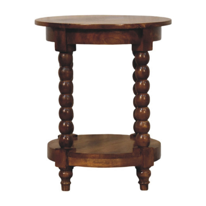 Solid Wood Spindle Round Side Table
