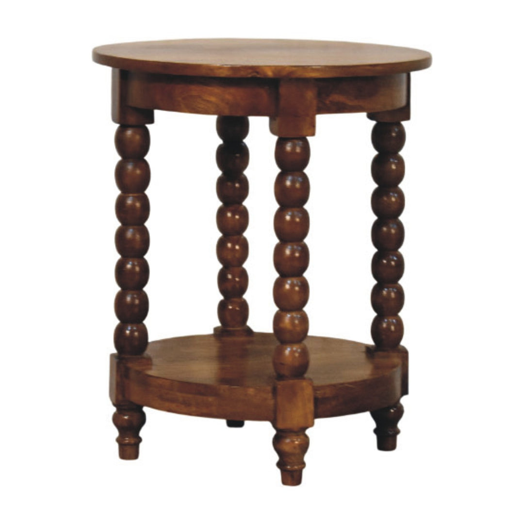 Solid Wood Spindle Round Side Table
