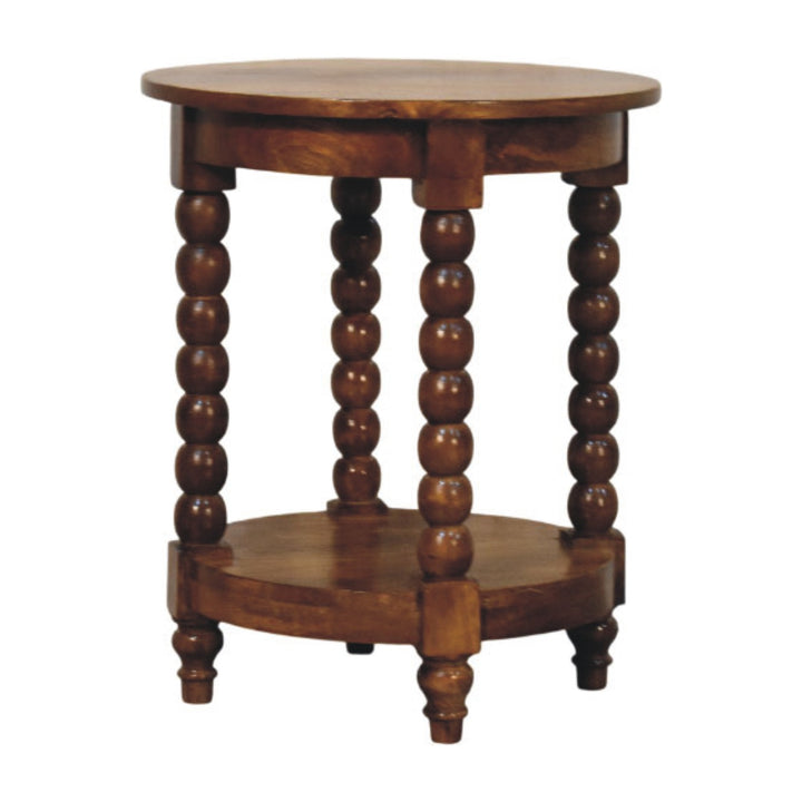 Solid Wood Spindle Round Side Table
