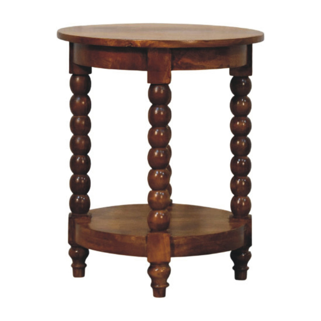 Solid Wood Spindle Round Side Table