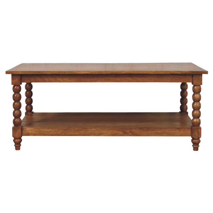 Solid Wood Spindle Coffee Table with Open Shelf