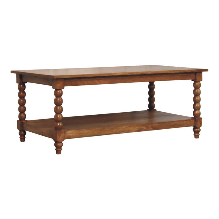 Solid Wood Spindle Coffee Table with Open Shelf