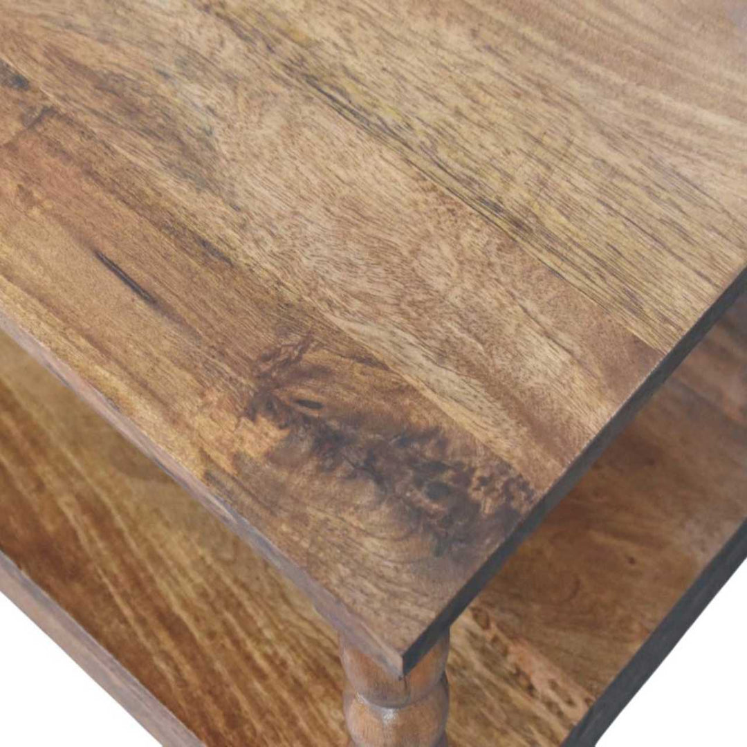 Solid Wood Spindle Coffee Table with Open Shelf