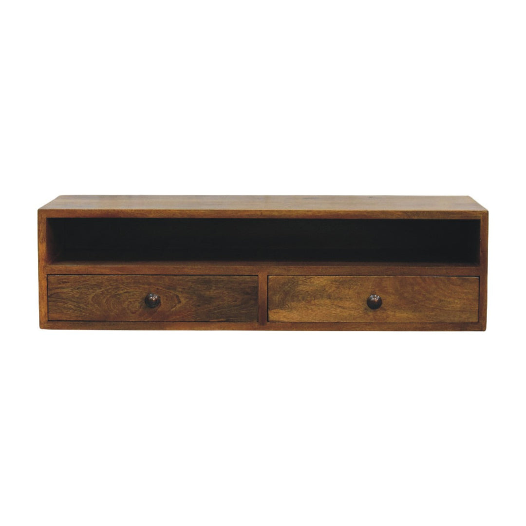 Solid Wood Amber Open Media Unit
