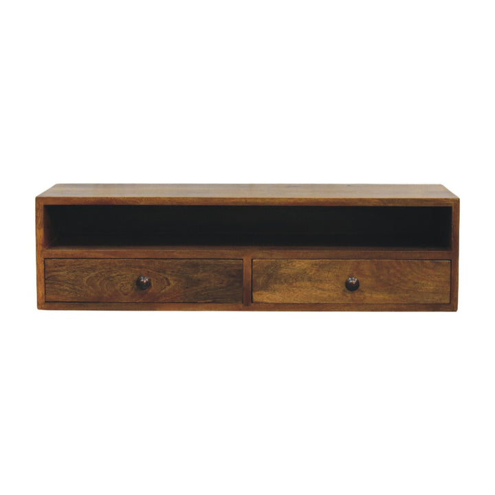 Solid Wood Amber Open Media Unit