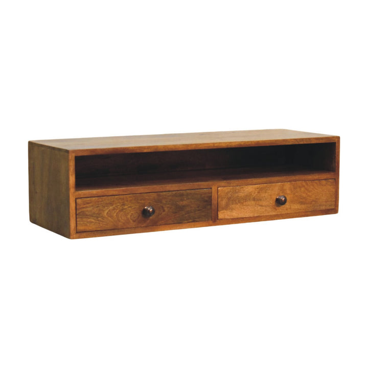 Solid Wood Amber Open Media Unit