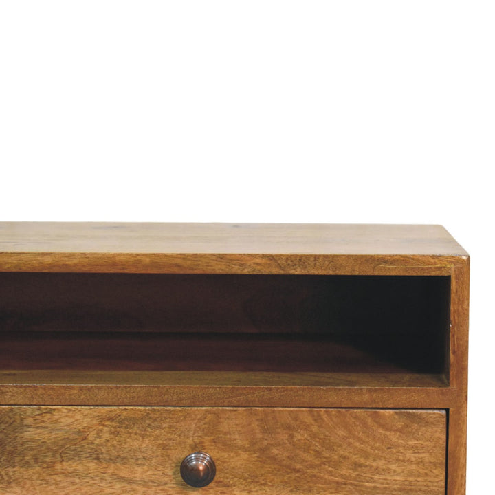 Solid Wood Amber Open Media Unit