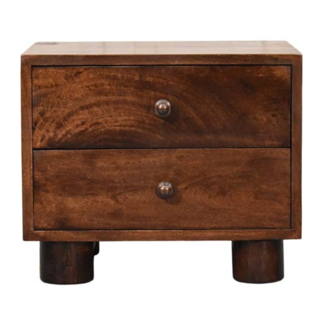 Solid Mango Wood California Walnut Two Drawer Bedside