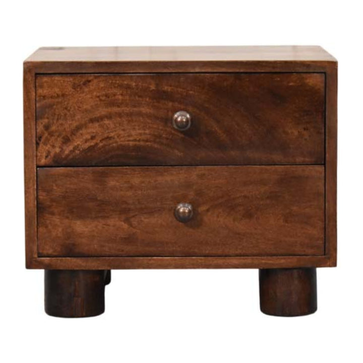Solid Mango Wood California Walnut Two Drawer Bedside