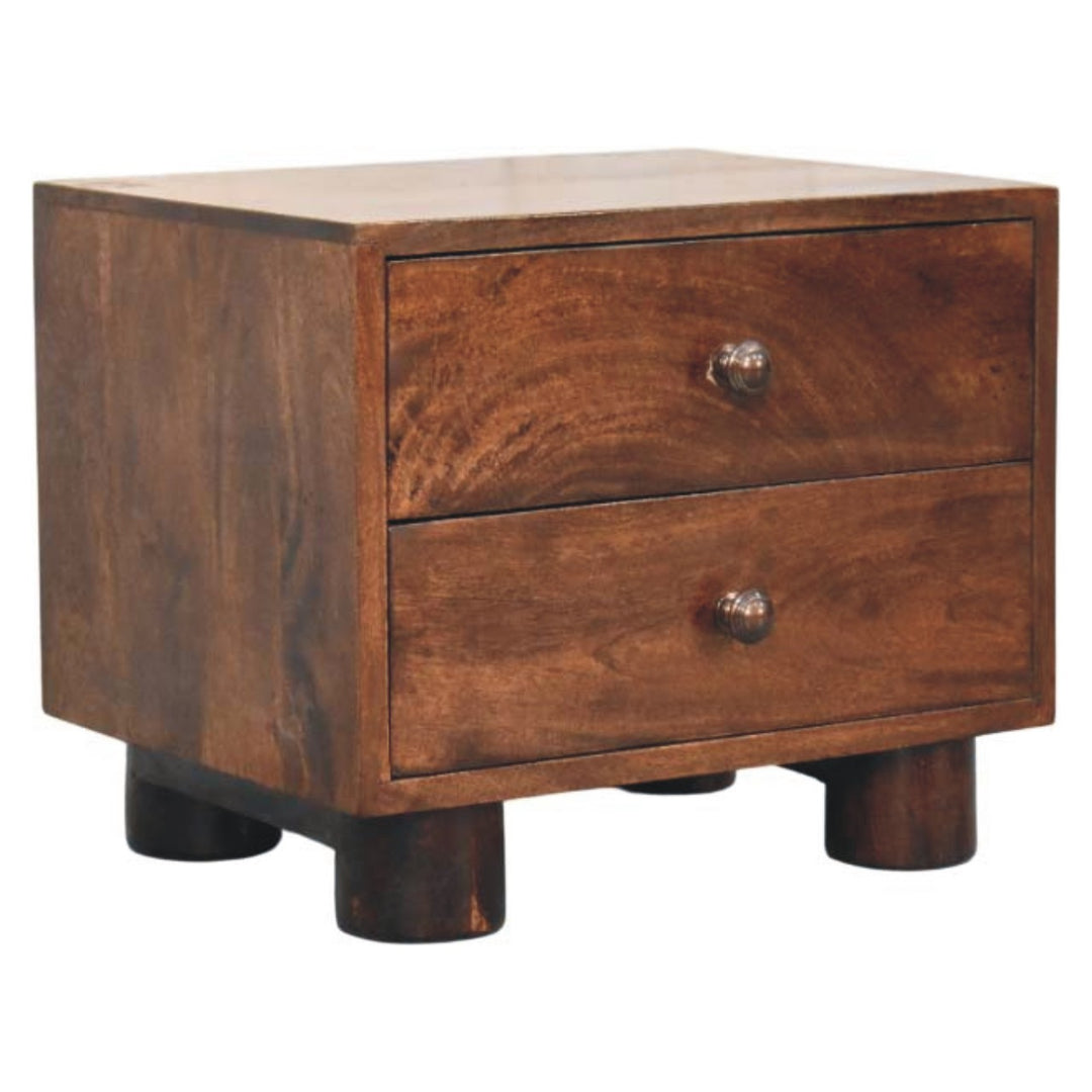 Solid Mango Wood California Walnut Two Drawer Bedside