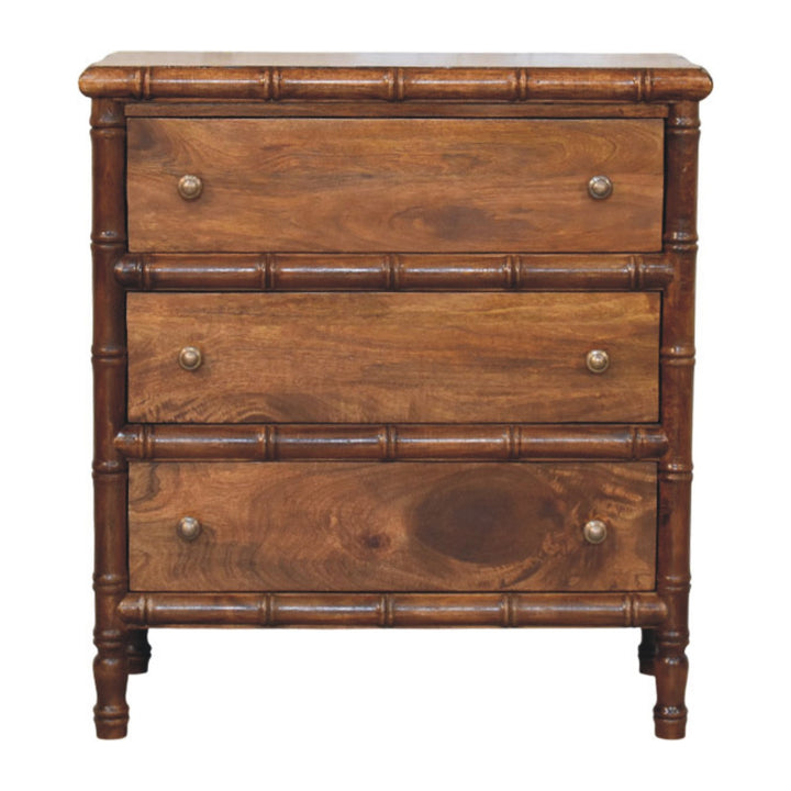 Solid Wood Bamboo 3 Drawer Chest brown