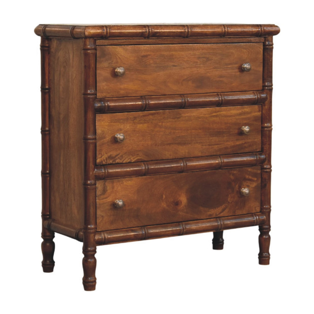Solid Wood Bamboo 3 Drawer Chest brown