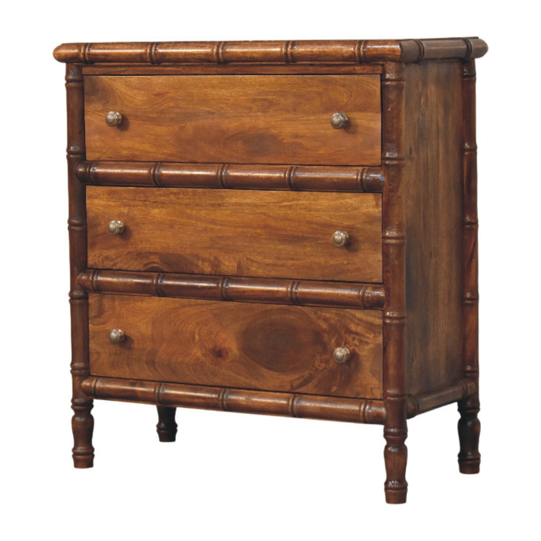 Solid Wood Bamboo 3 Drawer Chest brown