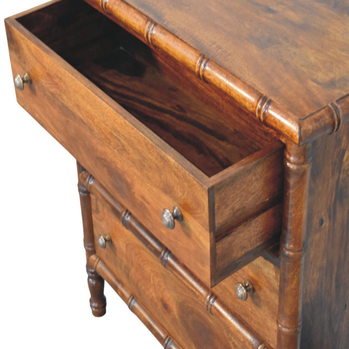 Solid Wood Bamboo 3 Drawer Chest brown