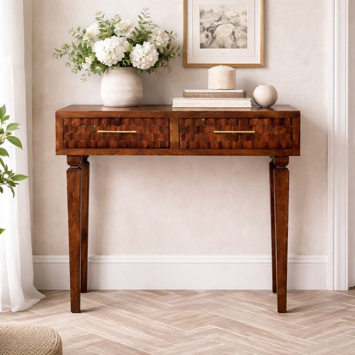 Solid Wood Cadiz Textured Console Table